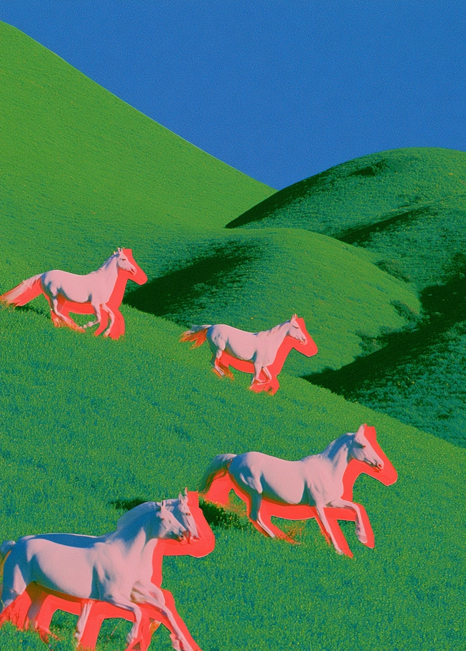 Stunning Drone View of Galloping Horses Collage