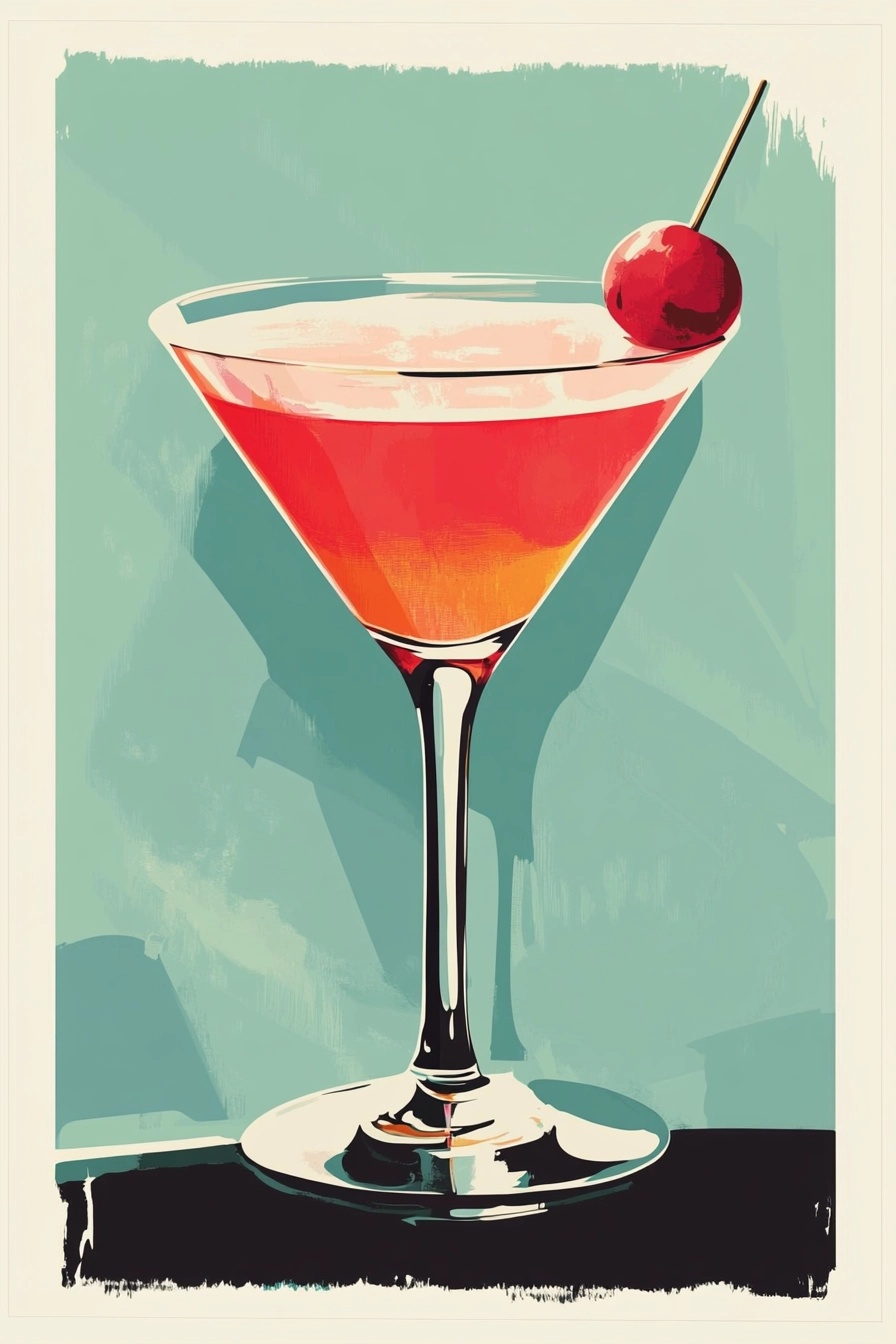 Retro Minimalist Wall Art: One Cocktail Delight • PromptDen
