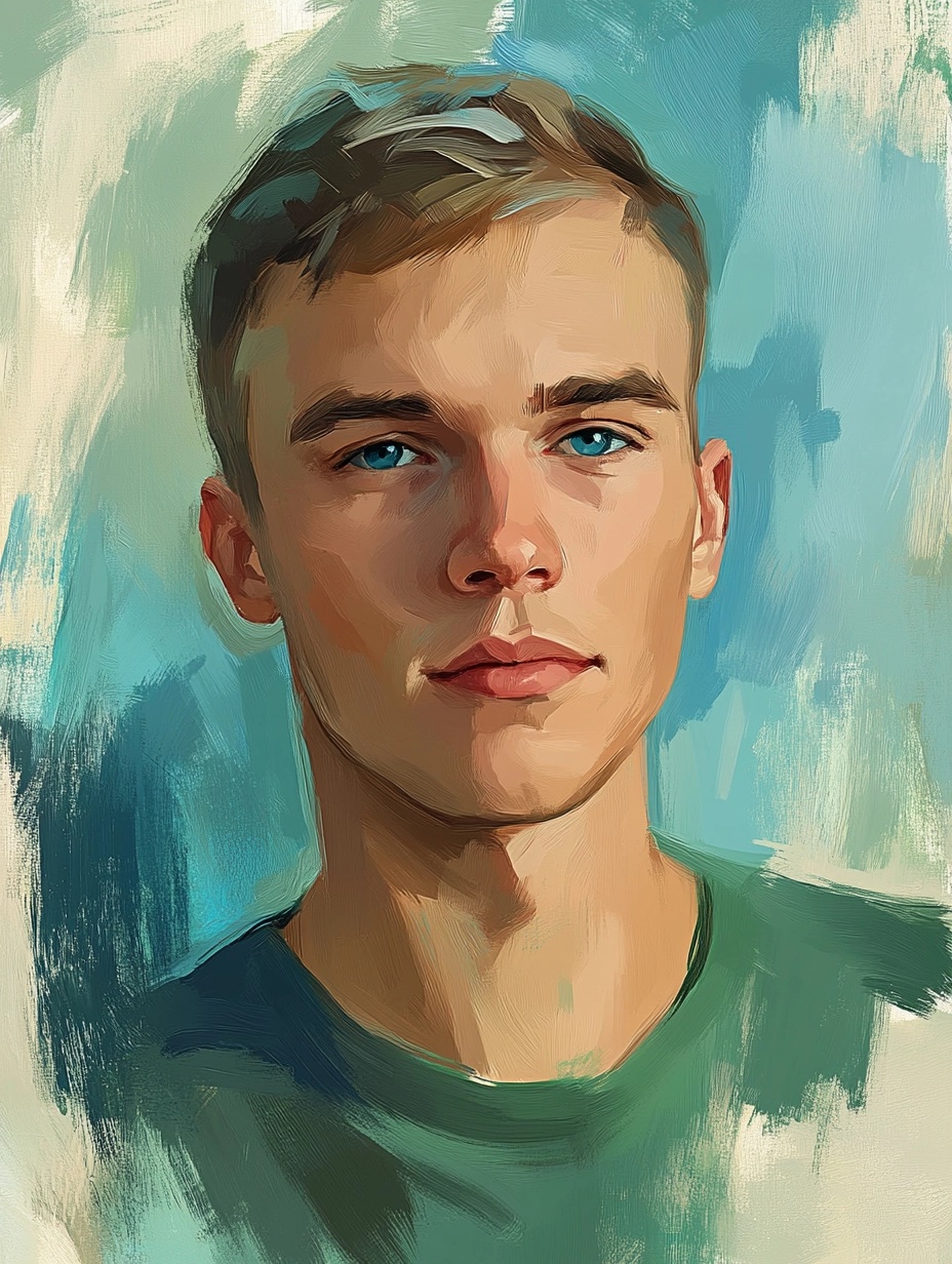 Abstract Portrait: Young Man in Matisse Style