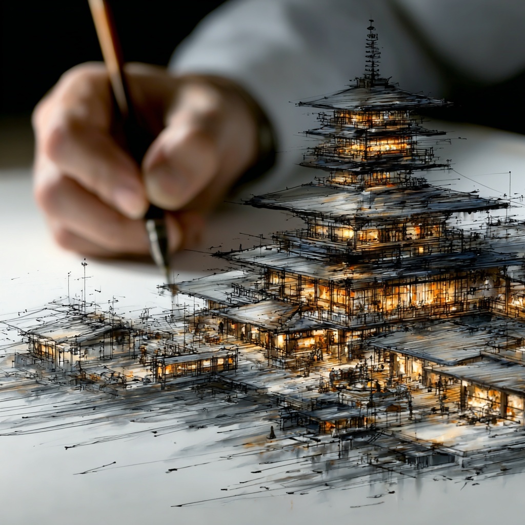 Hand-Sketched Architectural Designs in Minimalist Style