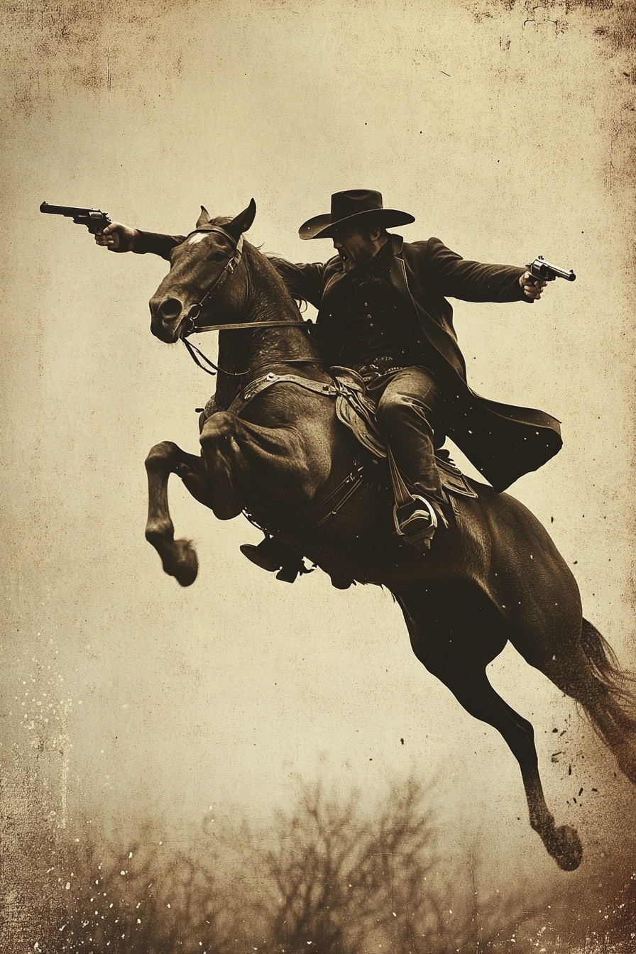 Vintage Gunslinger Poster: Wild West Action