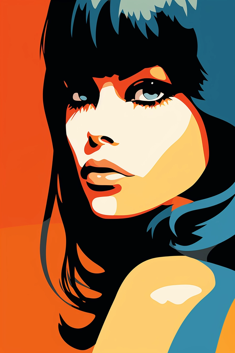 70s Minimalist Pop Art: Gorgeous Female in Full Body Shot