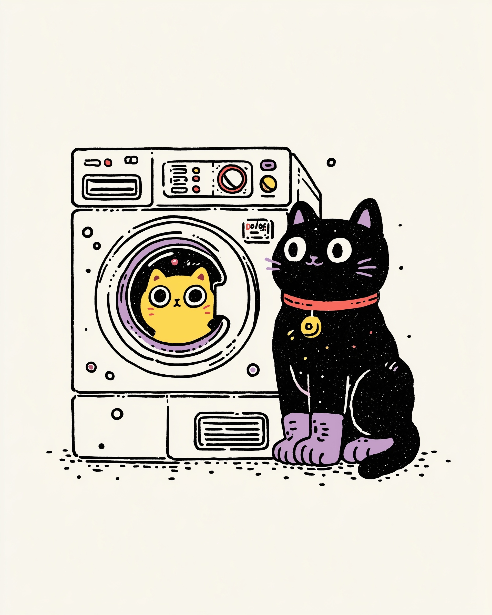 Neon Cat Rides Vintage Synth in Surreal Night Scene