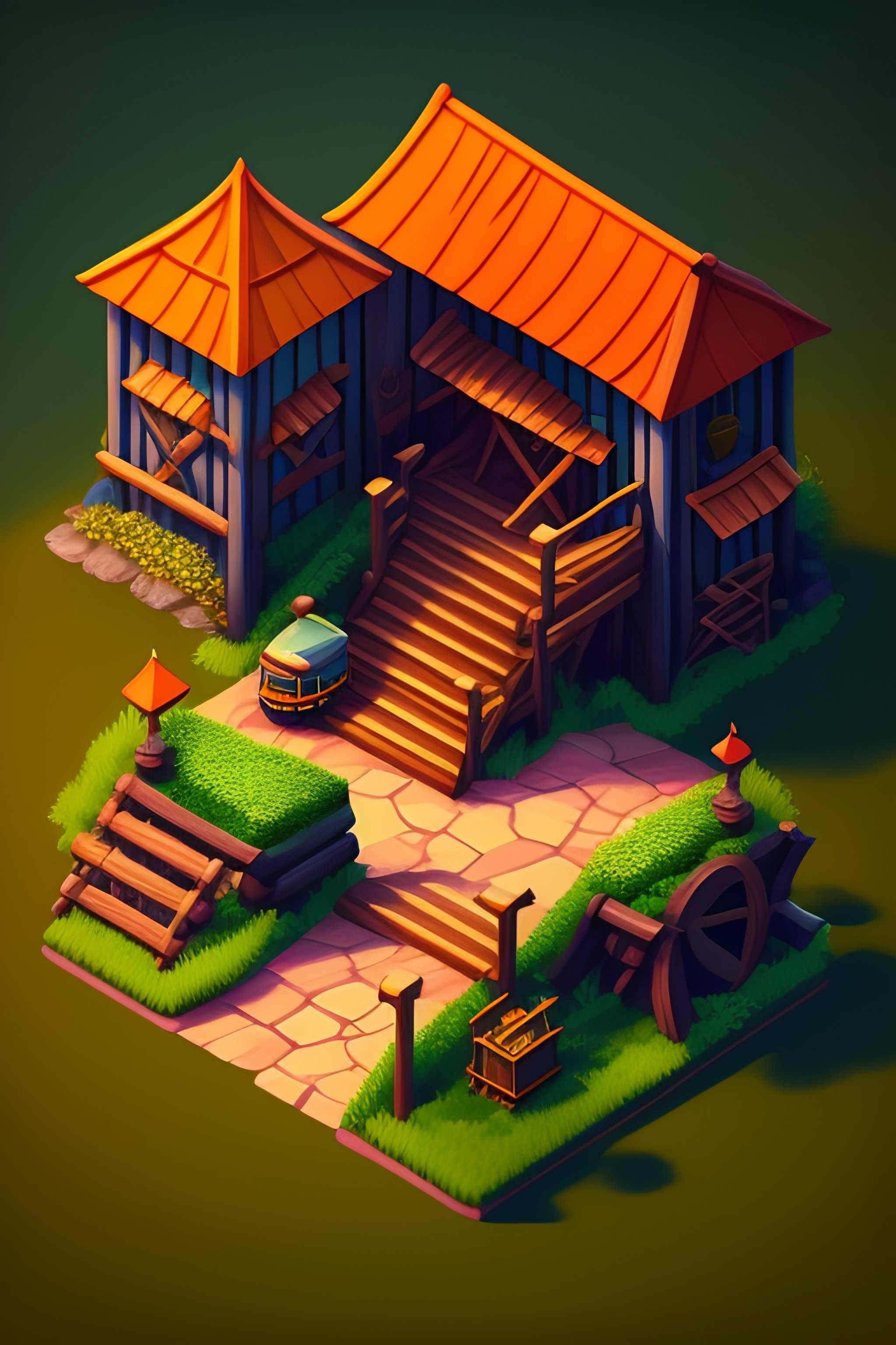 Realistic Sawmill Isometric Mobile Game