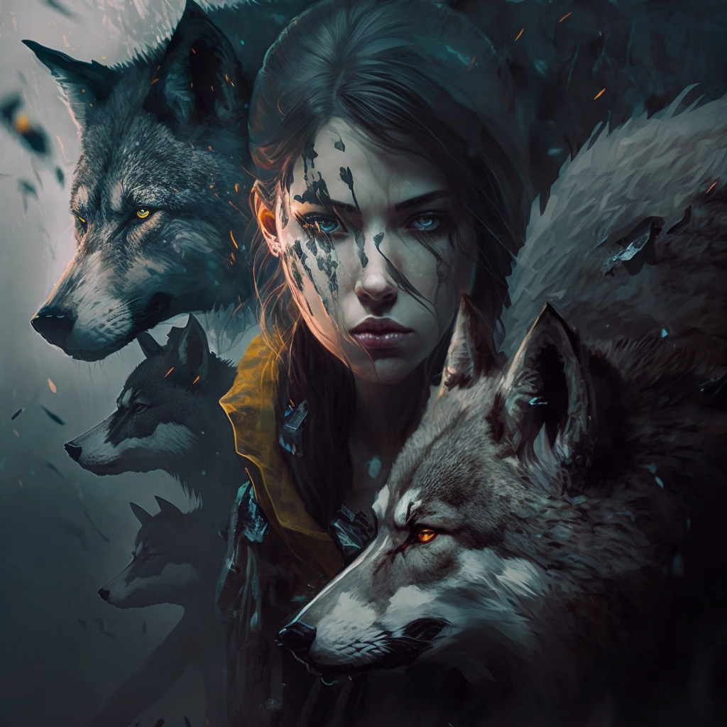 Girl & Wolves: Intricately-Detailed Cinematic Art