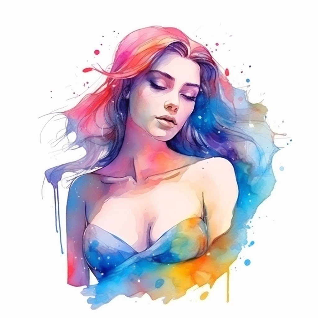 Romantic Nymph Sticker Design - Watercolor Beauty