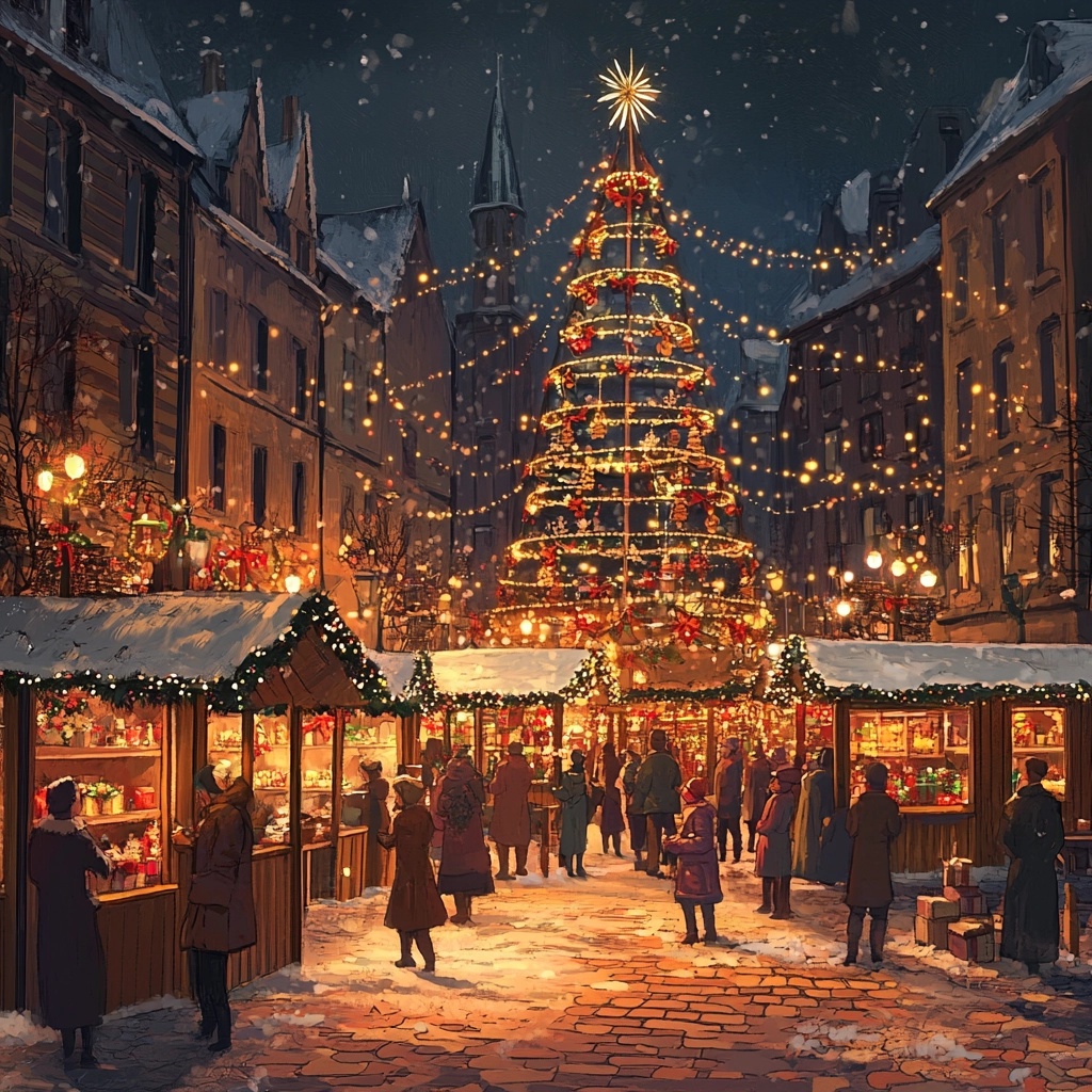 Enchanting Christmas Market: A Nighttime Wonderland