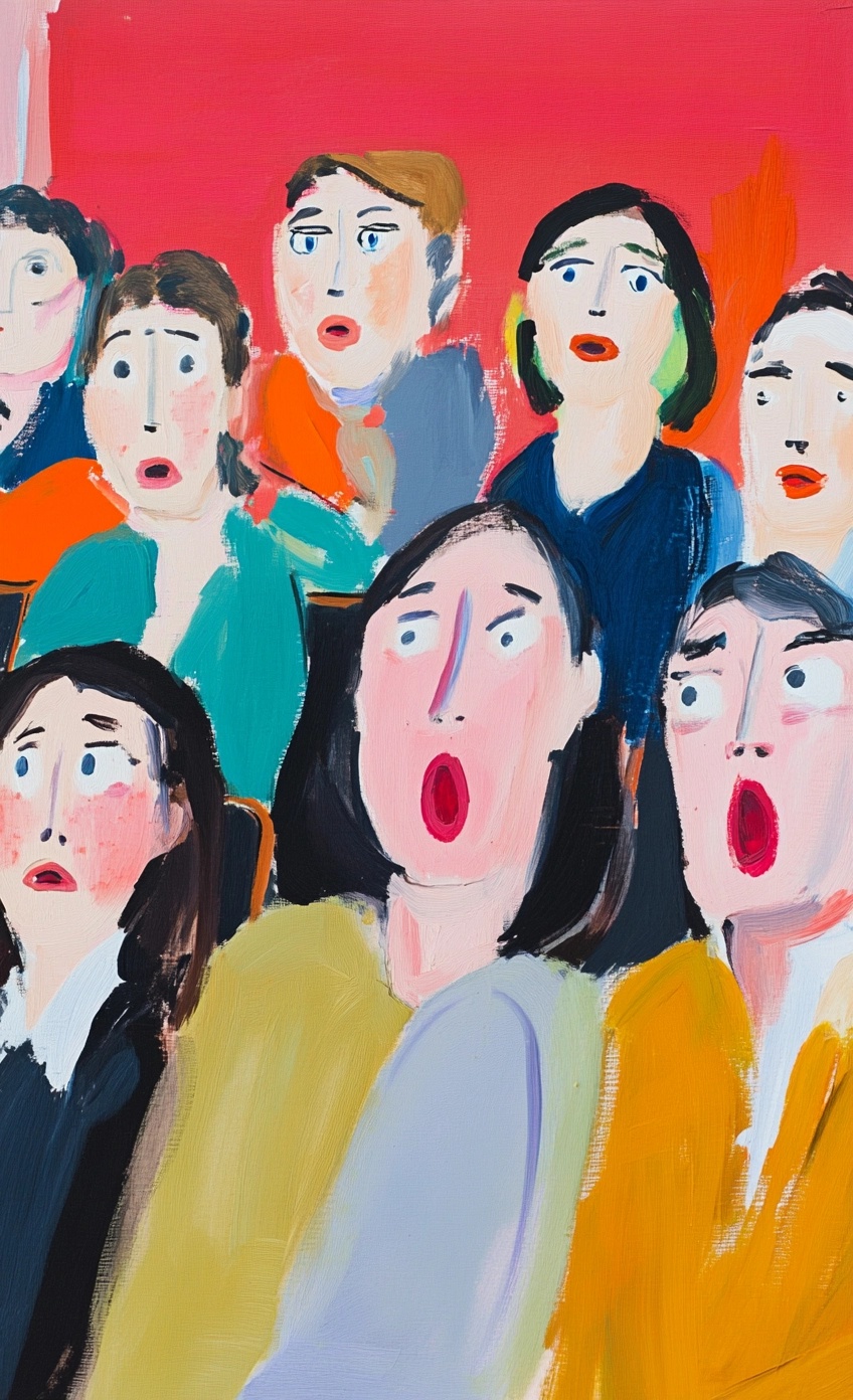 Captivating Abstract Art: Shocked Audience Illustration