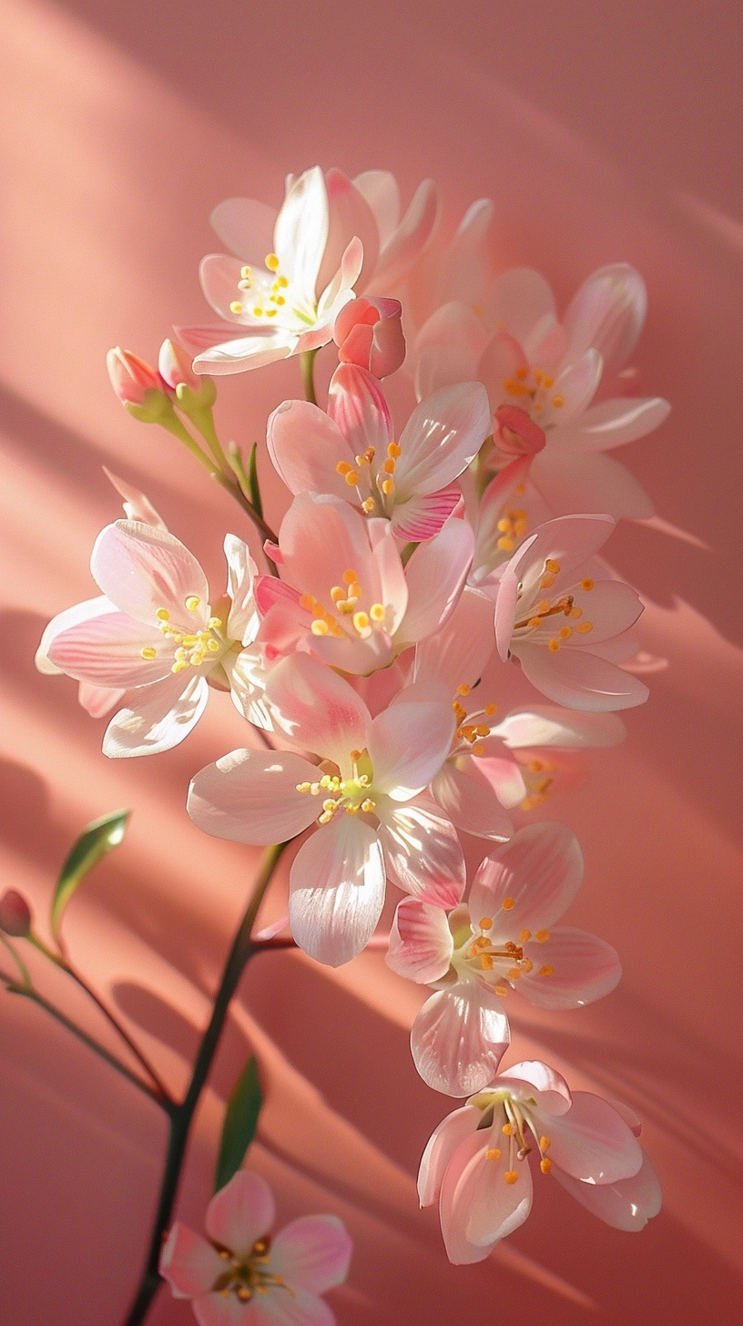 Blooming Spring Flowers on Pastel Pink - Canon 1200D