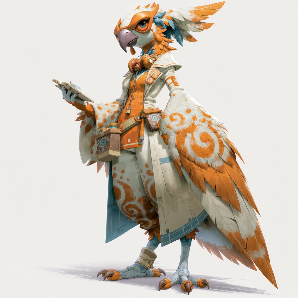 Fantasy Female Rito Scientist in Vibrant Colors