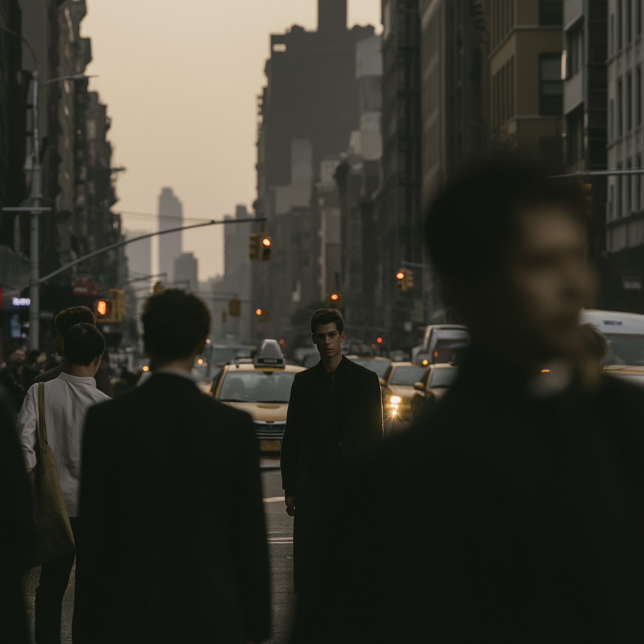 Dynamic NYC Intersection at Sunset