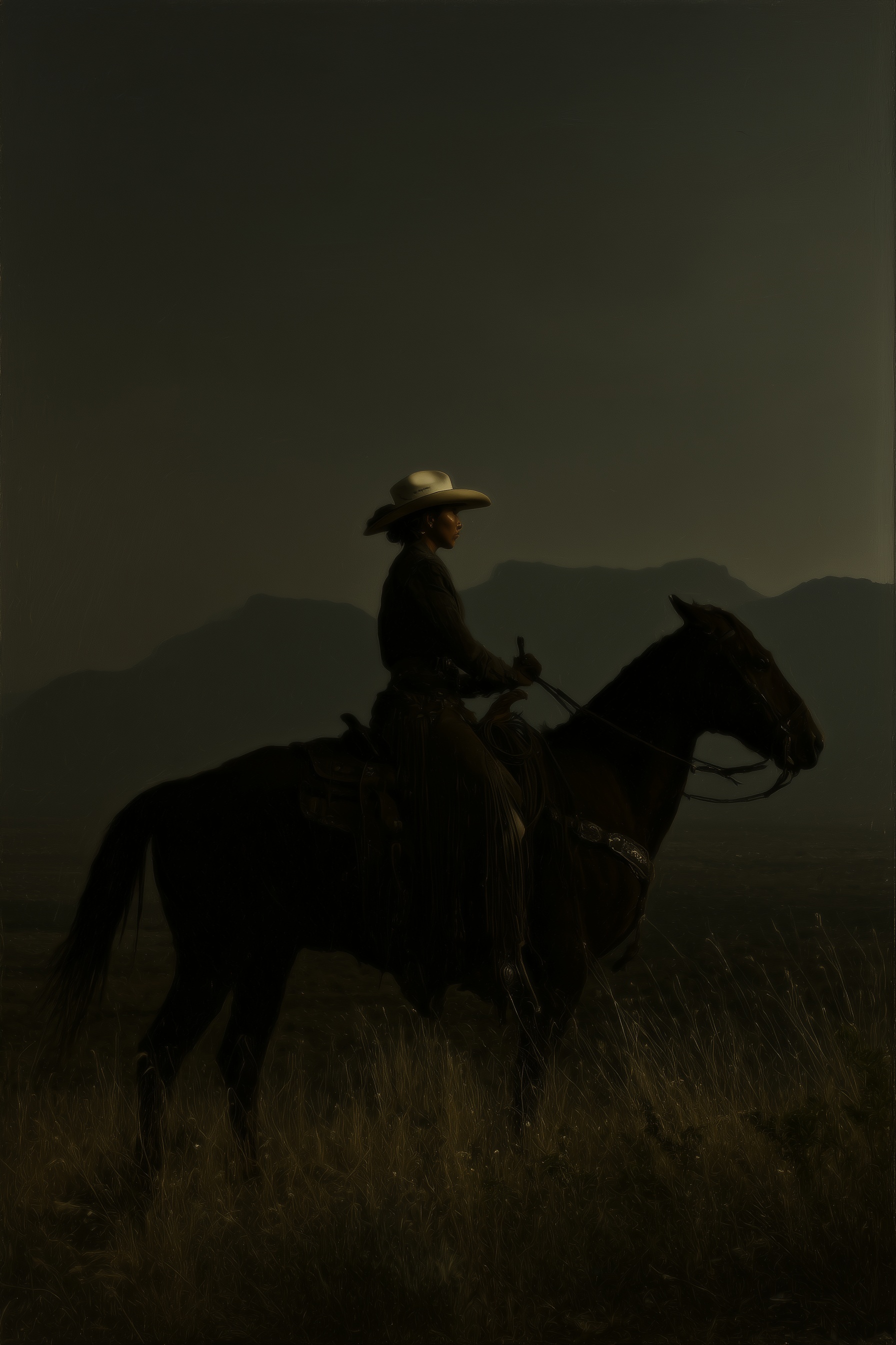 Stunning Cowgirl at Sunset in the Desert