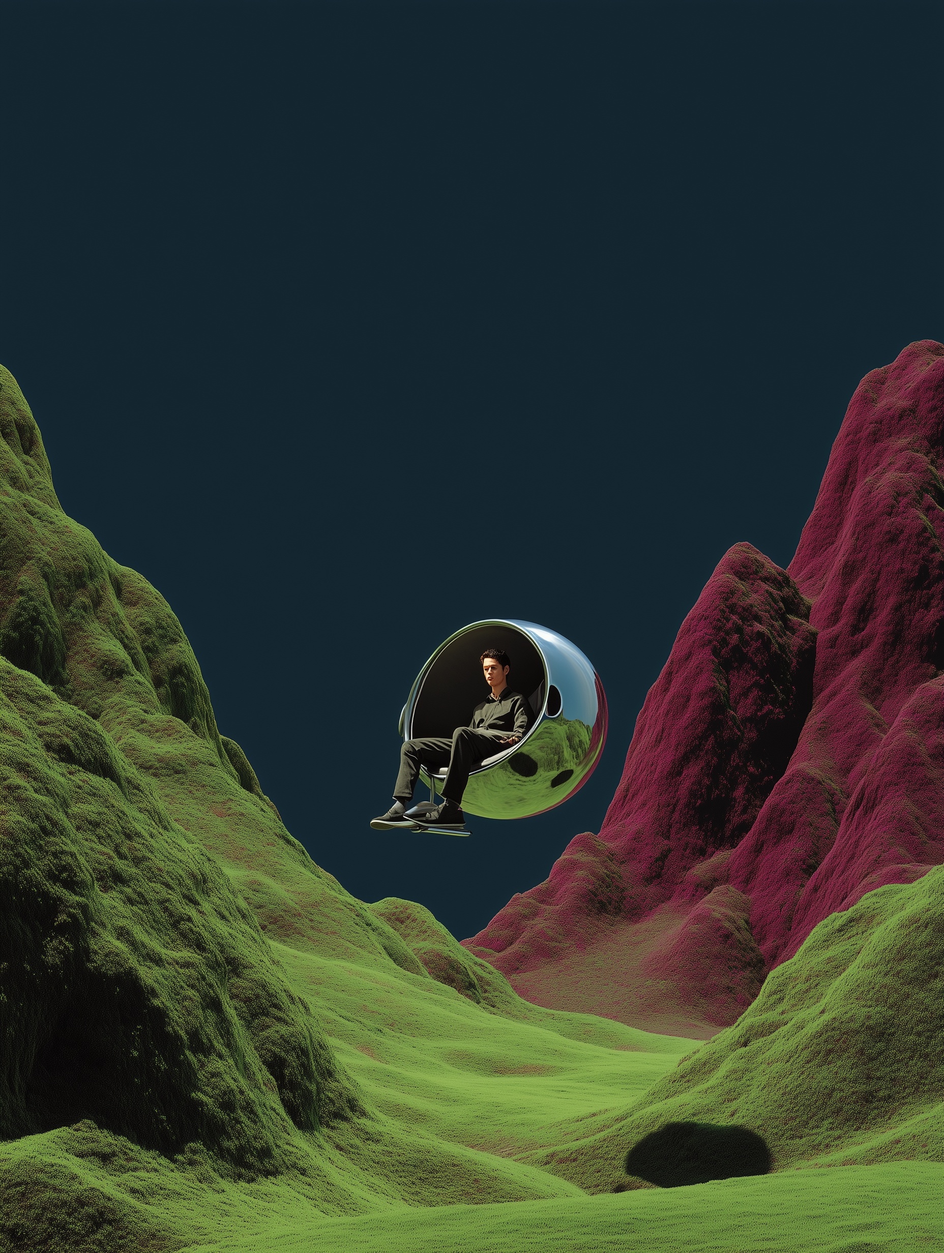 Surreal Fashion in a Floating Pod Chair