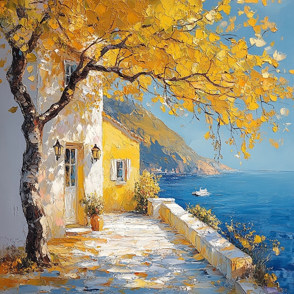 Vibrant Oil Paintings: Abstract Homes & Nature