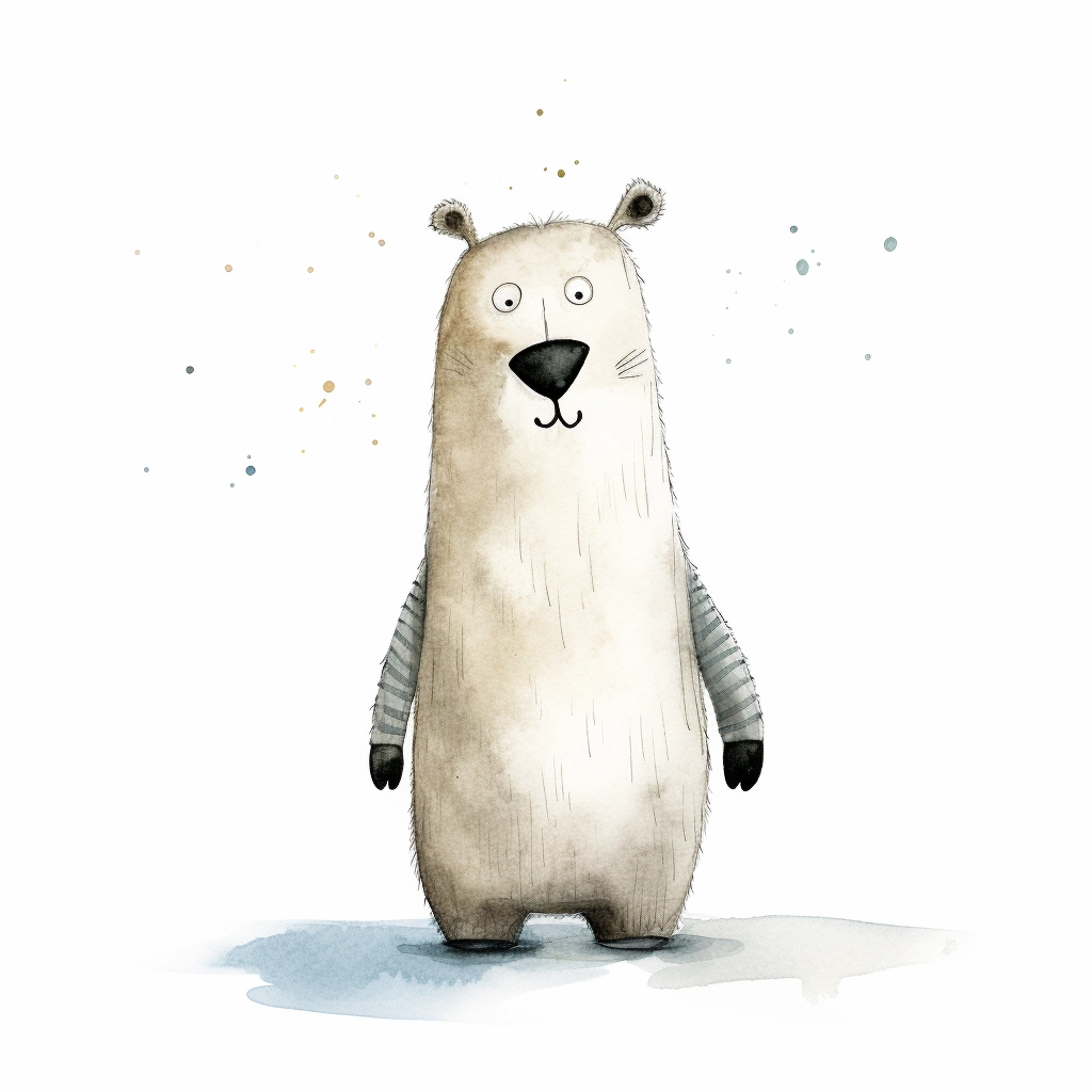 Whimsical Gabriel Pacheco Style Bear: Cute & Mischievous | Children's Book Illustration