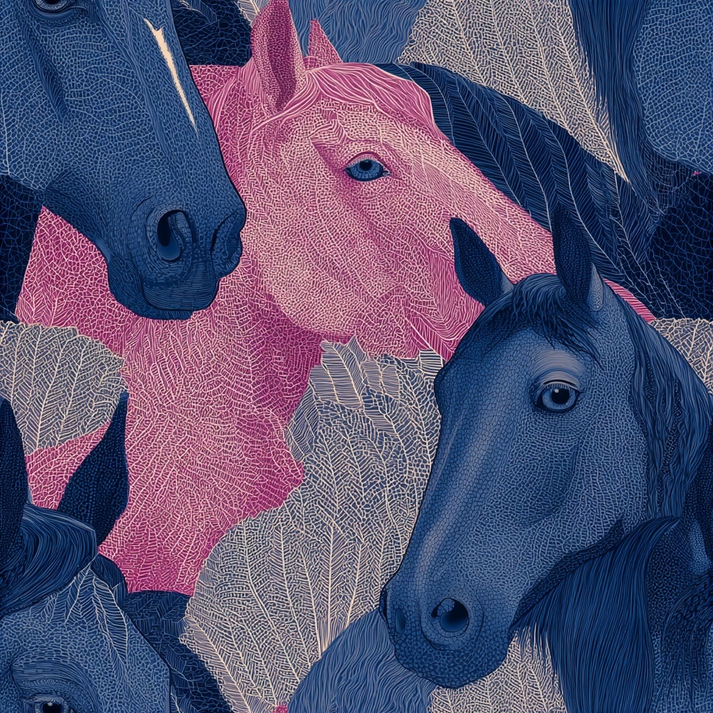 Klimt-Inspired Monochrome Horse Art