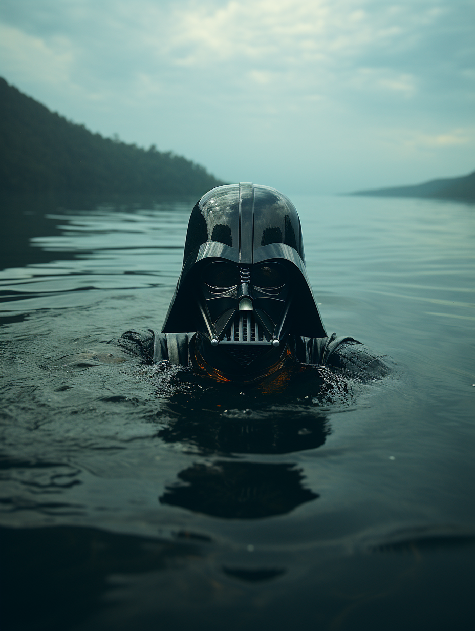 Darth Vader's Cinematic Swim: A Wes Anderson Film, 8K Quality