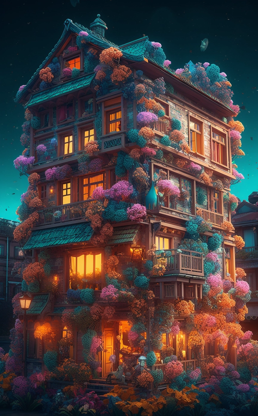 Colorful Plastic House: Surrealism meets UHD.