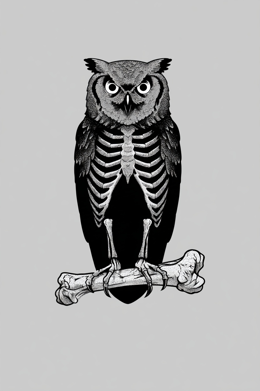 Striking Owl Illustration with Textured Detail