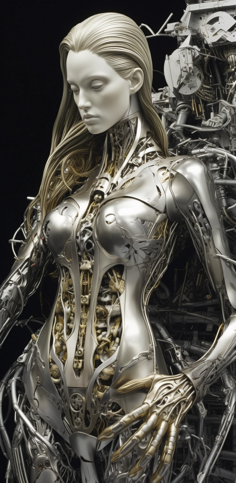 Hyperrealistic Robot Art: Woman and Machines