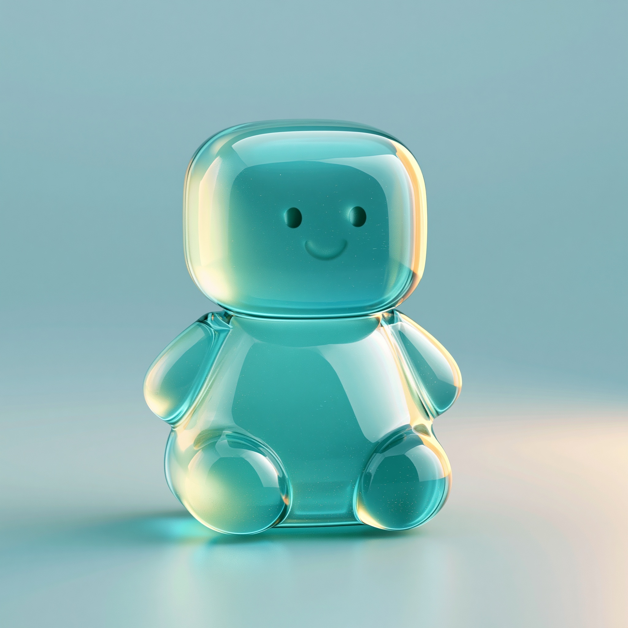 Warm Teal Glass Figure with Golden Glow