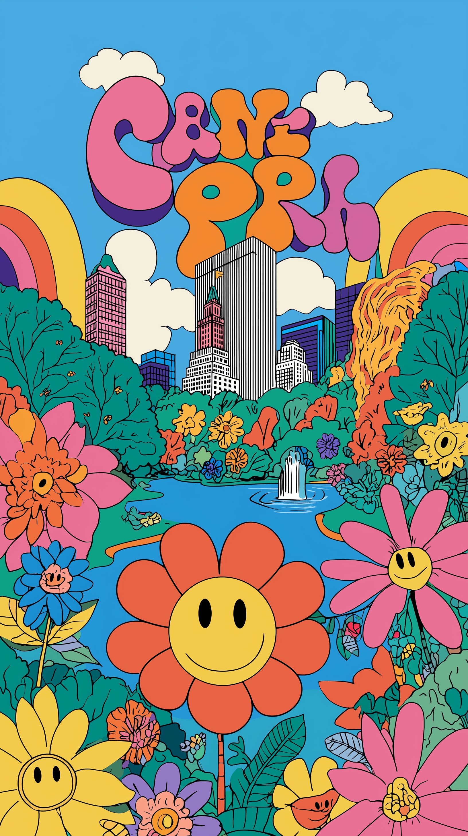 Colorful Minimalist Central Park Poster Art