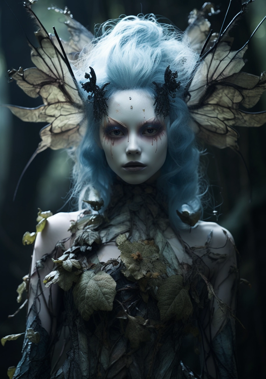 Enigmatic Alexander McQueen-inspired Fairy: Dark Forest Art