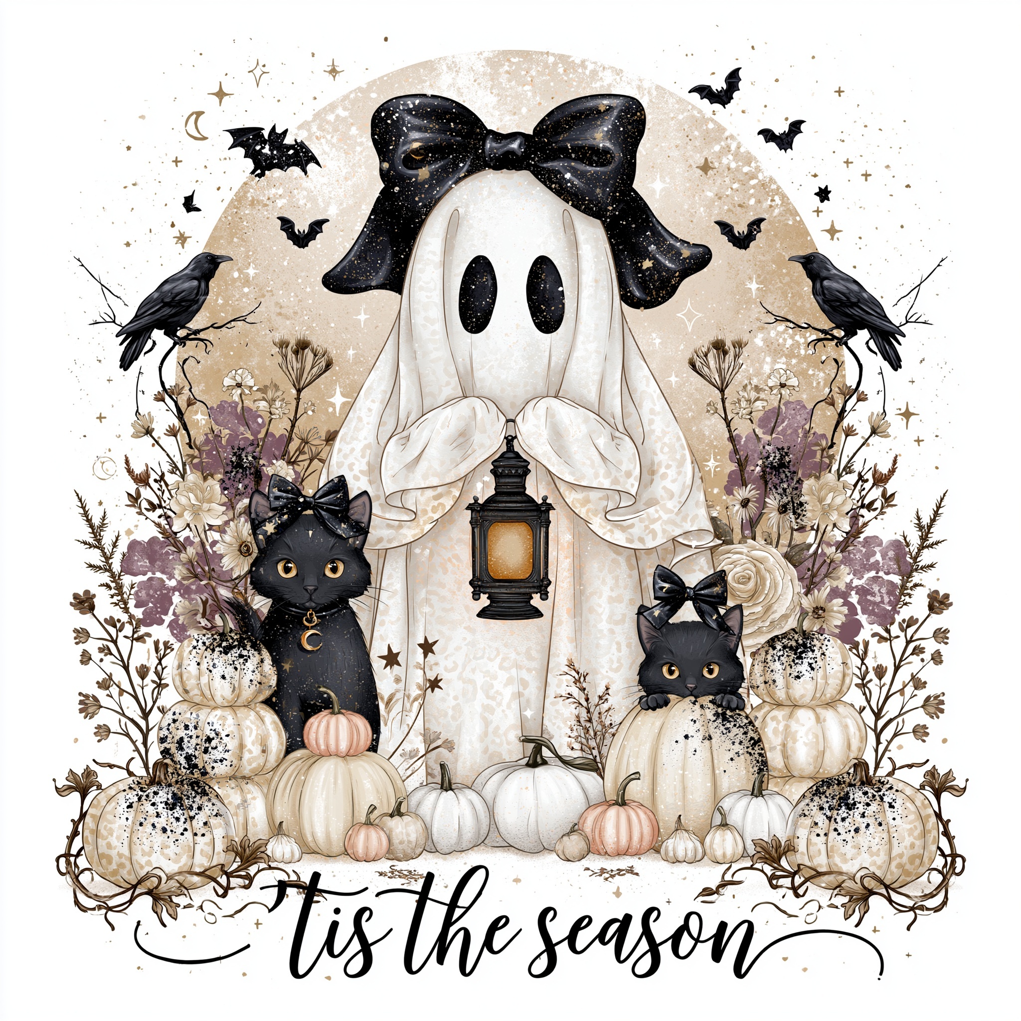 Whimsical Vintage Halloween T-Shirt Design