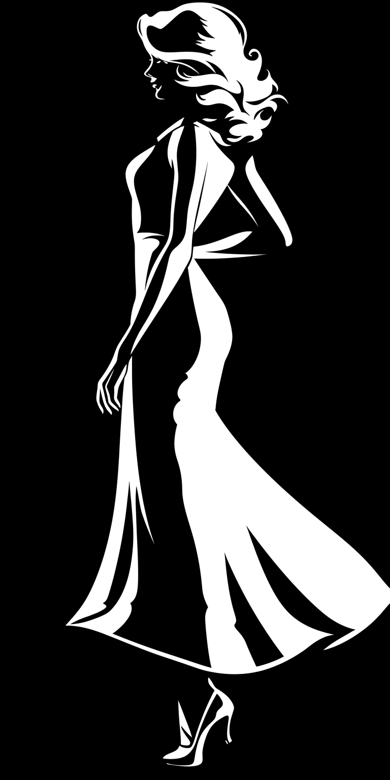 Vintage Vinyl Cut: Retro 1950's Woman Silhouette on Black