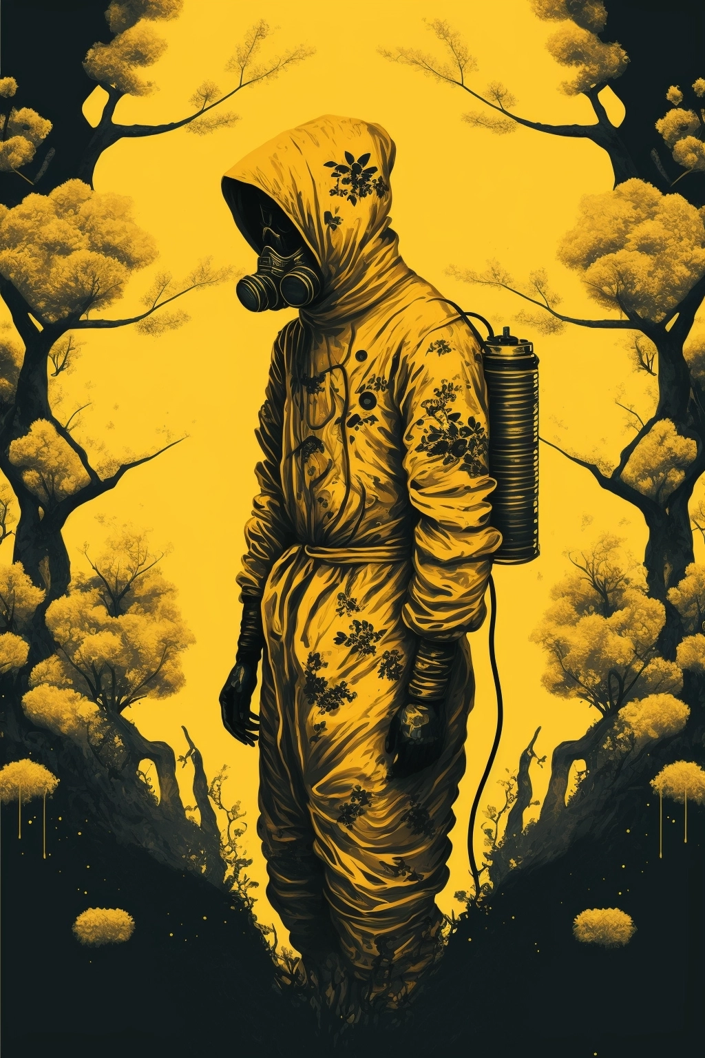Yellow Chinoiserie Hazmat Suit