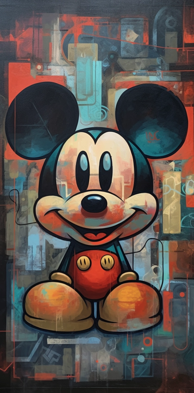 Playful Mickey Mouse Portrait in Cubist Futurism Style