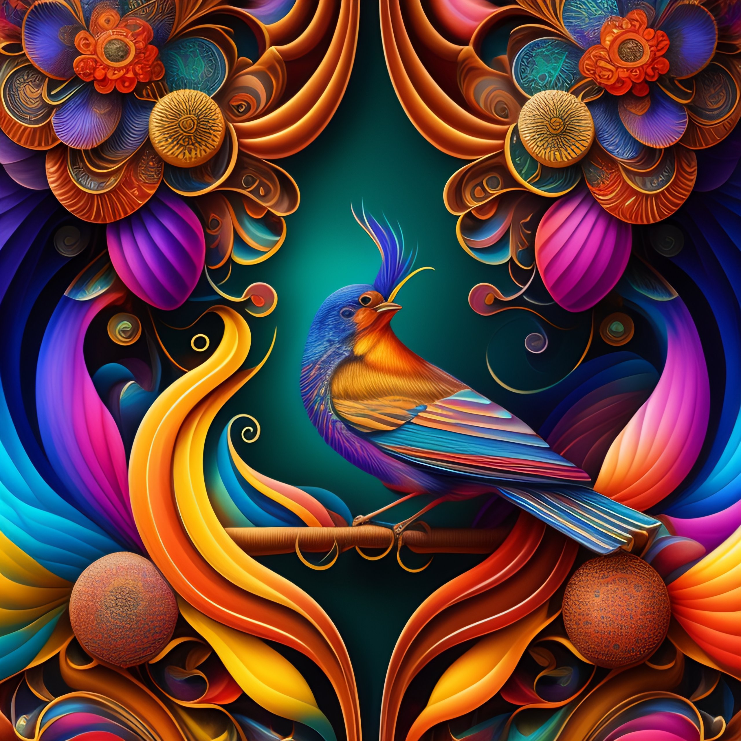 Colorful Bird Art by Android Jones, Ernst Haeckel & James Jean