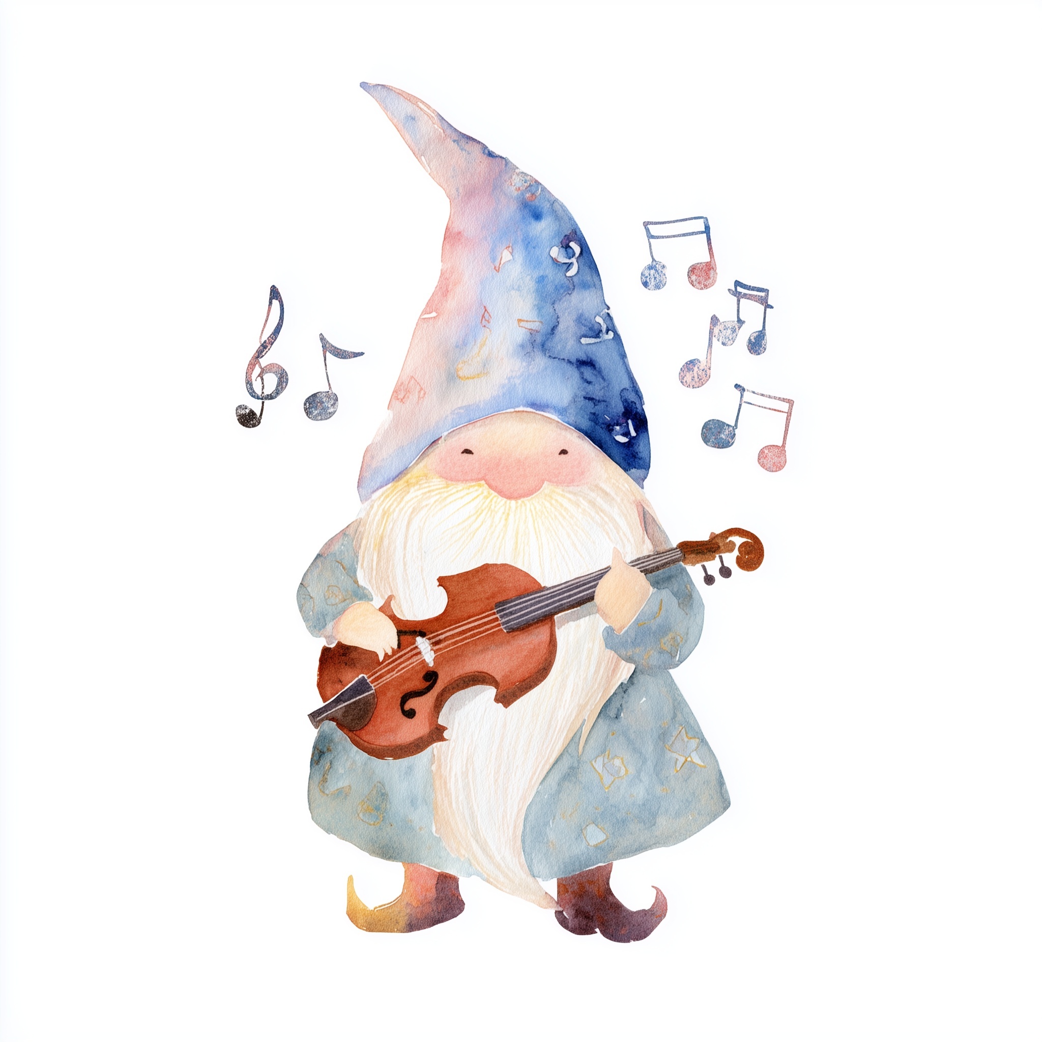 Charming Music Teacher Gnome Watercolor Clipart
