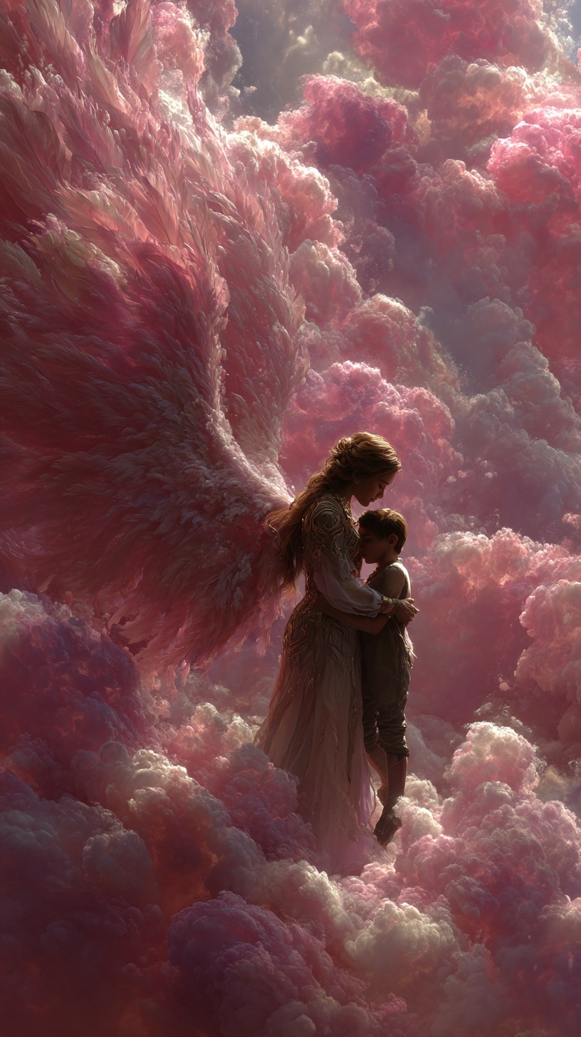 Embrace of Bliss: Ethereal Mother & Child Art