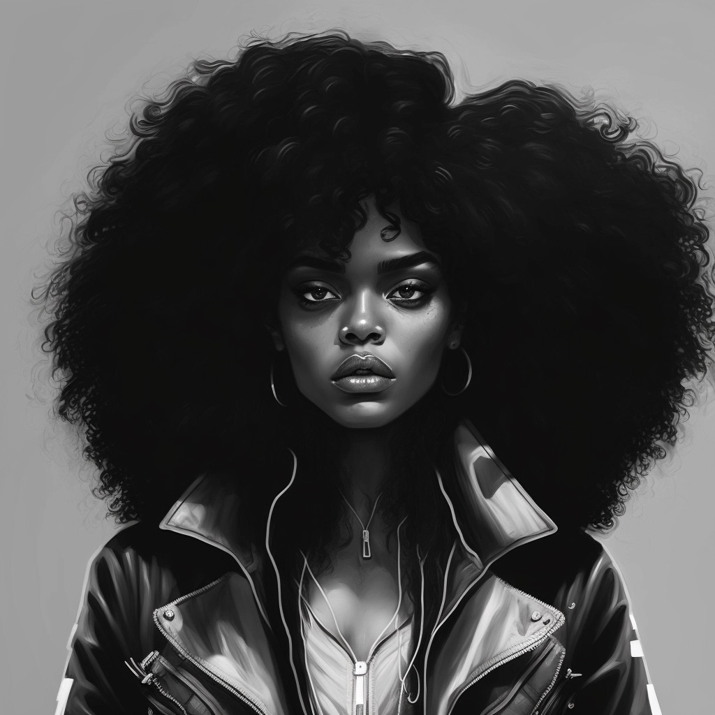 Edgy Afro Woman: Bold Fashion & Juicy Art