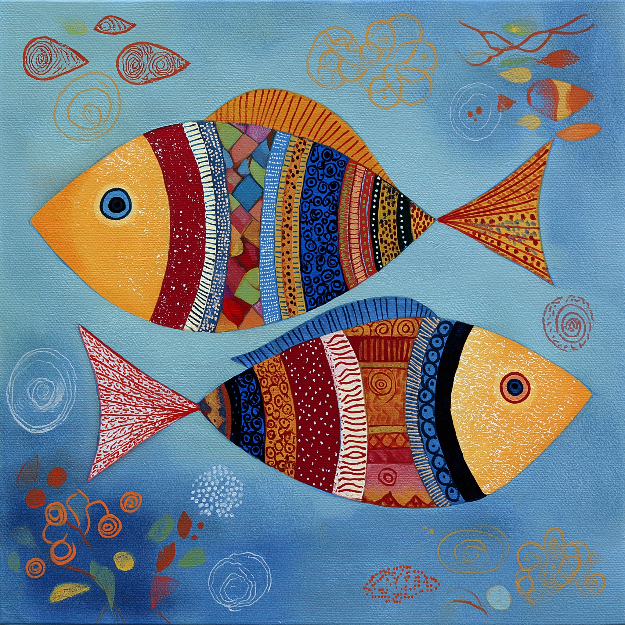 Whimsical Multicolored Fish for Cheerful Spaces
