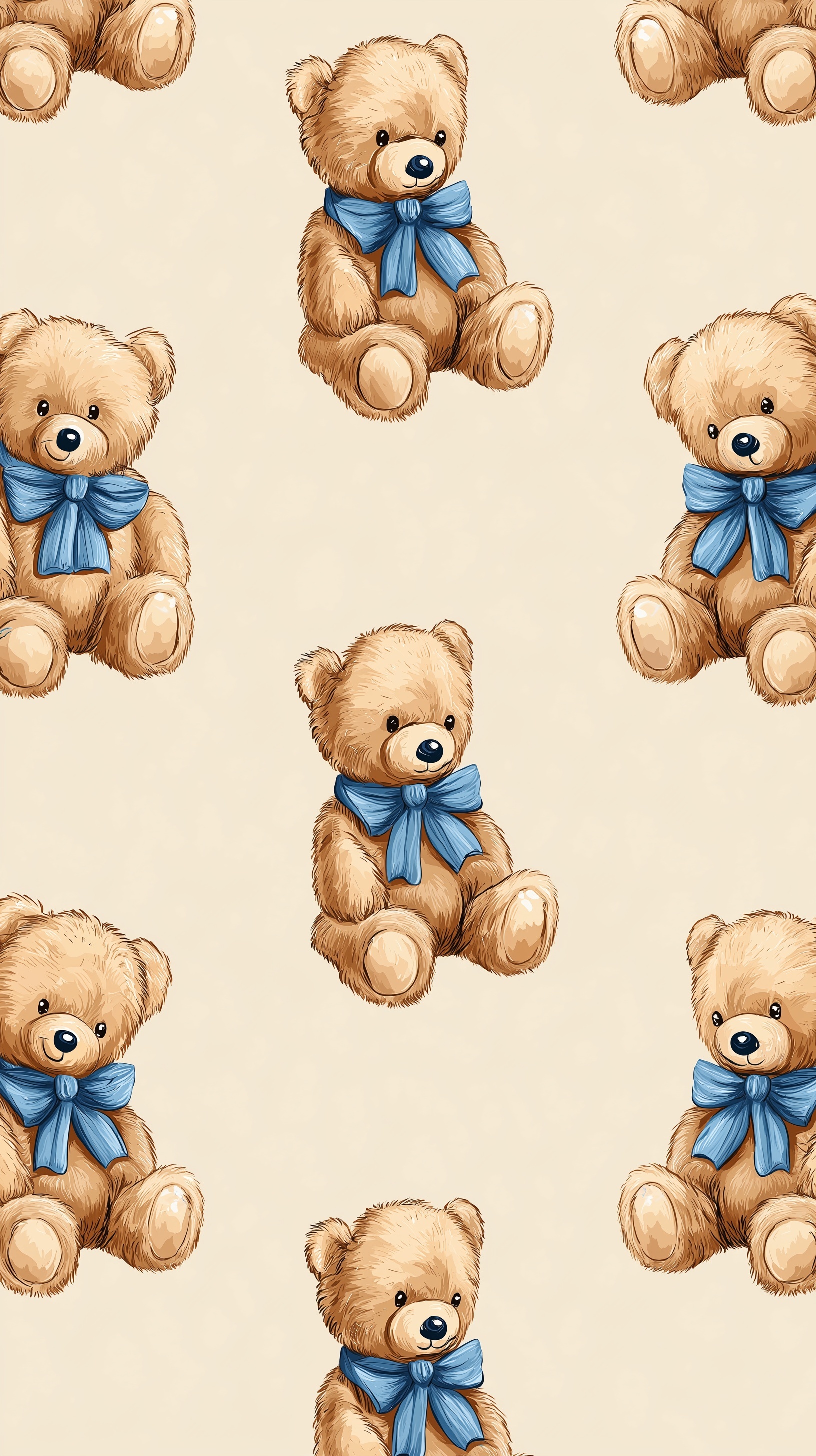 Adorable Vintage Teddy Bear Pattern - Cozy Aesthetic