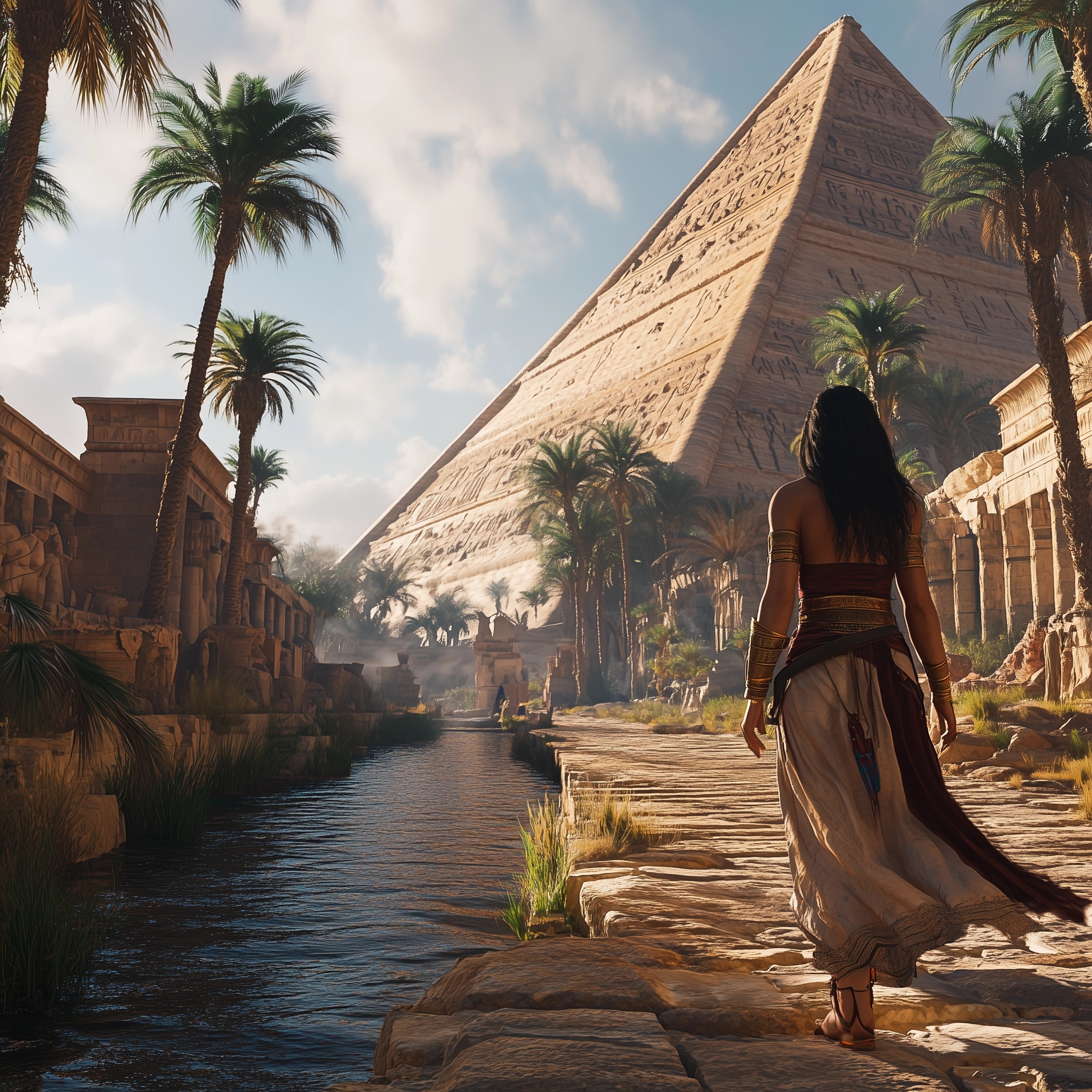 Cleopatra Approaches the Majestic Pyramid