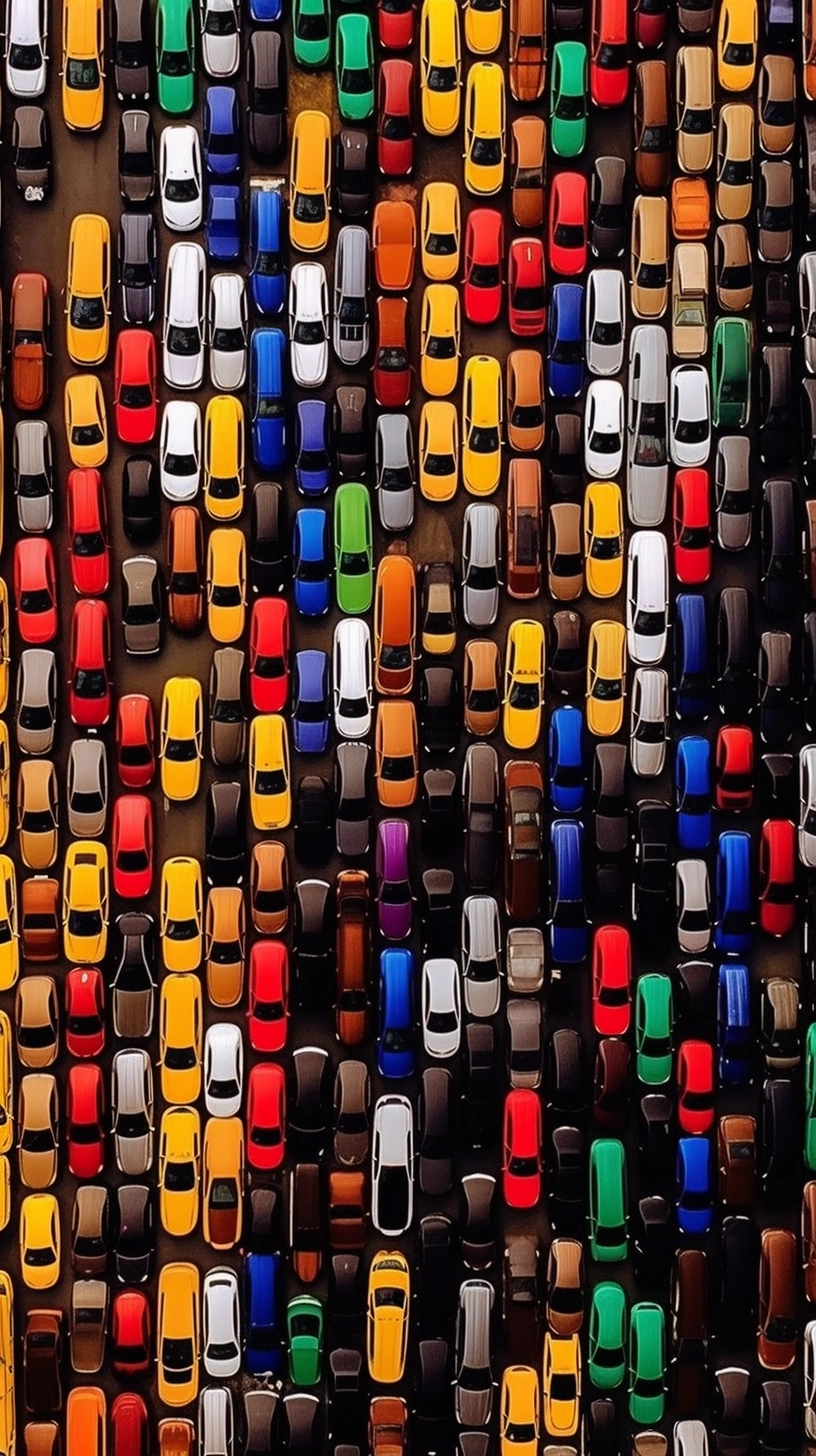 Rainbow Car Roofs from Above