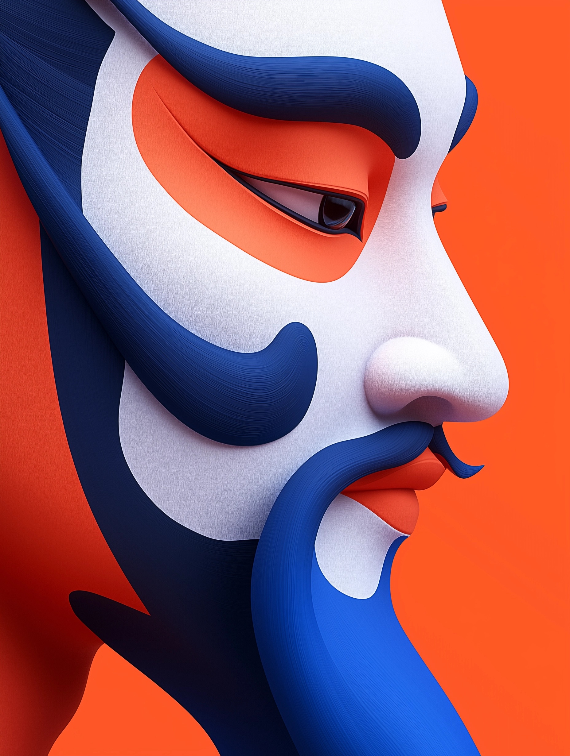 Elegant Chinese Man with Stunning Opera Mask Design