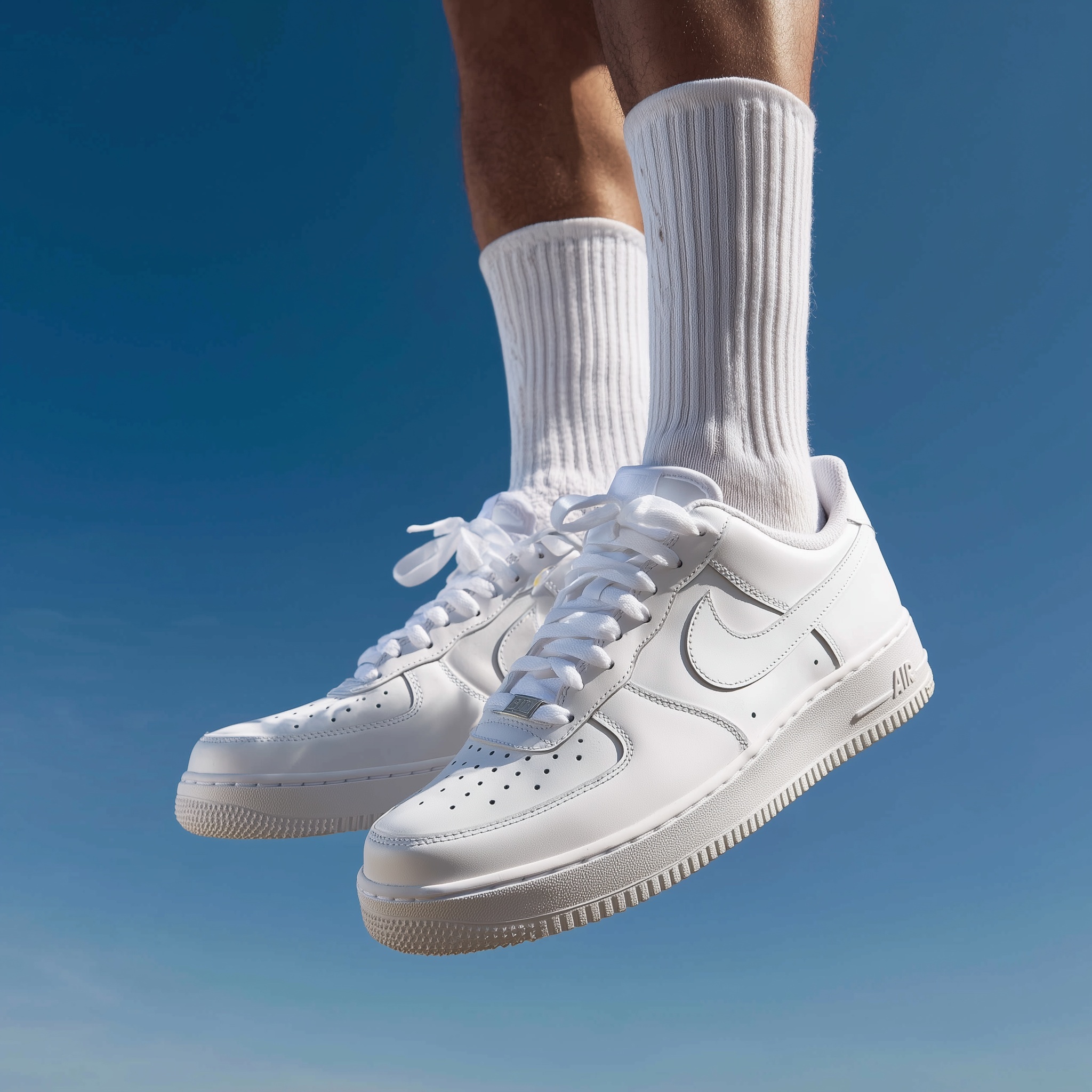 Stylish Male Model in White Air Force 1 Sneakers