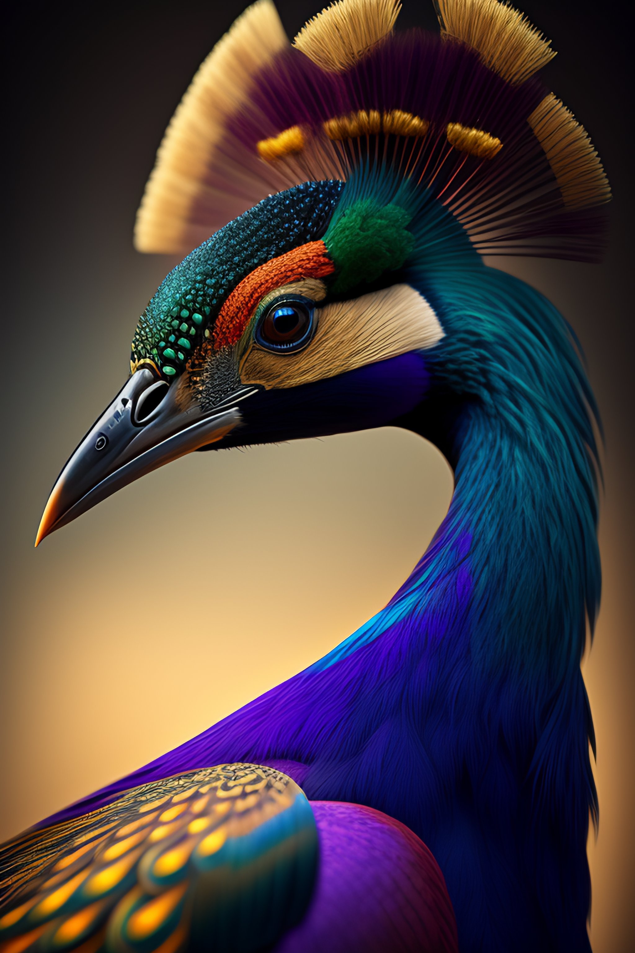 Elegant Peacock with Broom Brush Tail