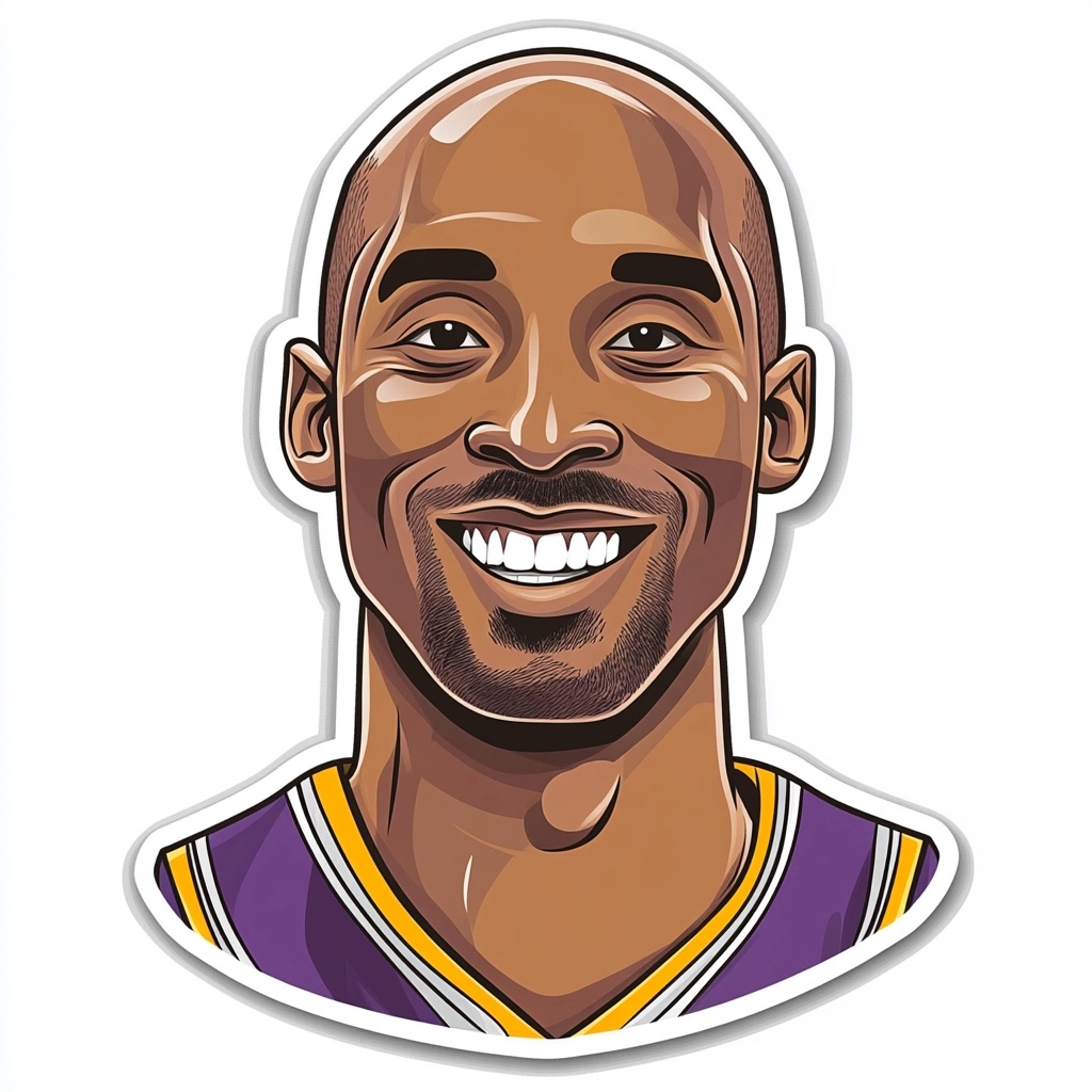 Sticker: Kobe Bryant Cartoon in NBA Jersey