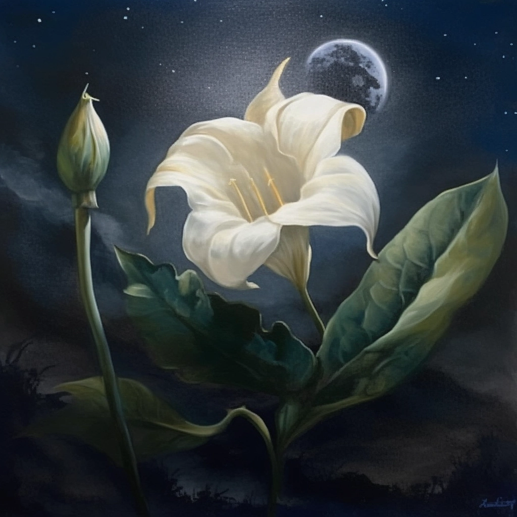 Moon Flower Oil Painting