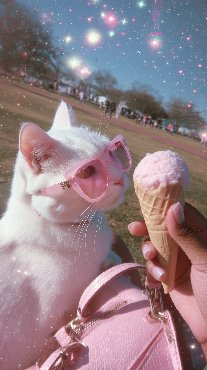 Chic Kitty in Pink: Vintage VHS Aesthetic