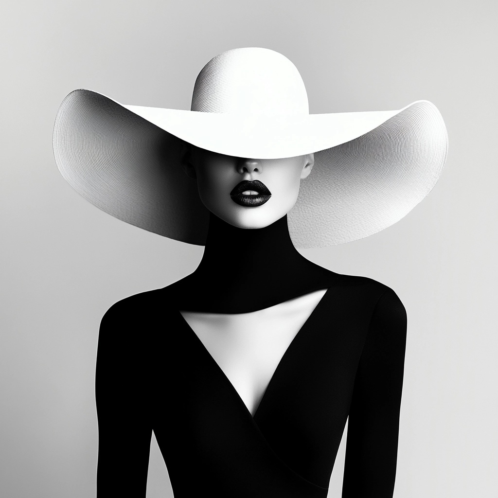 Elegance in Shadows: High Fashion Hat Portrait