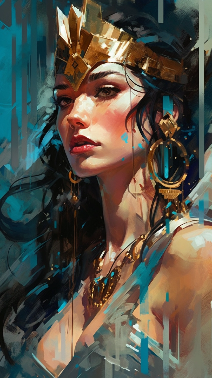 Intense Wonder Woman Portraiture in Gold, Blue & Red