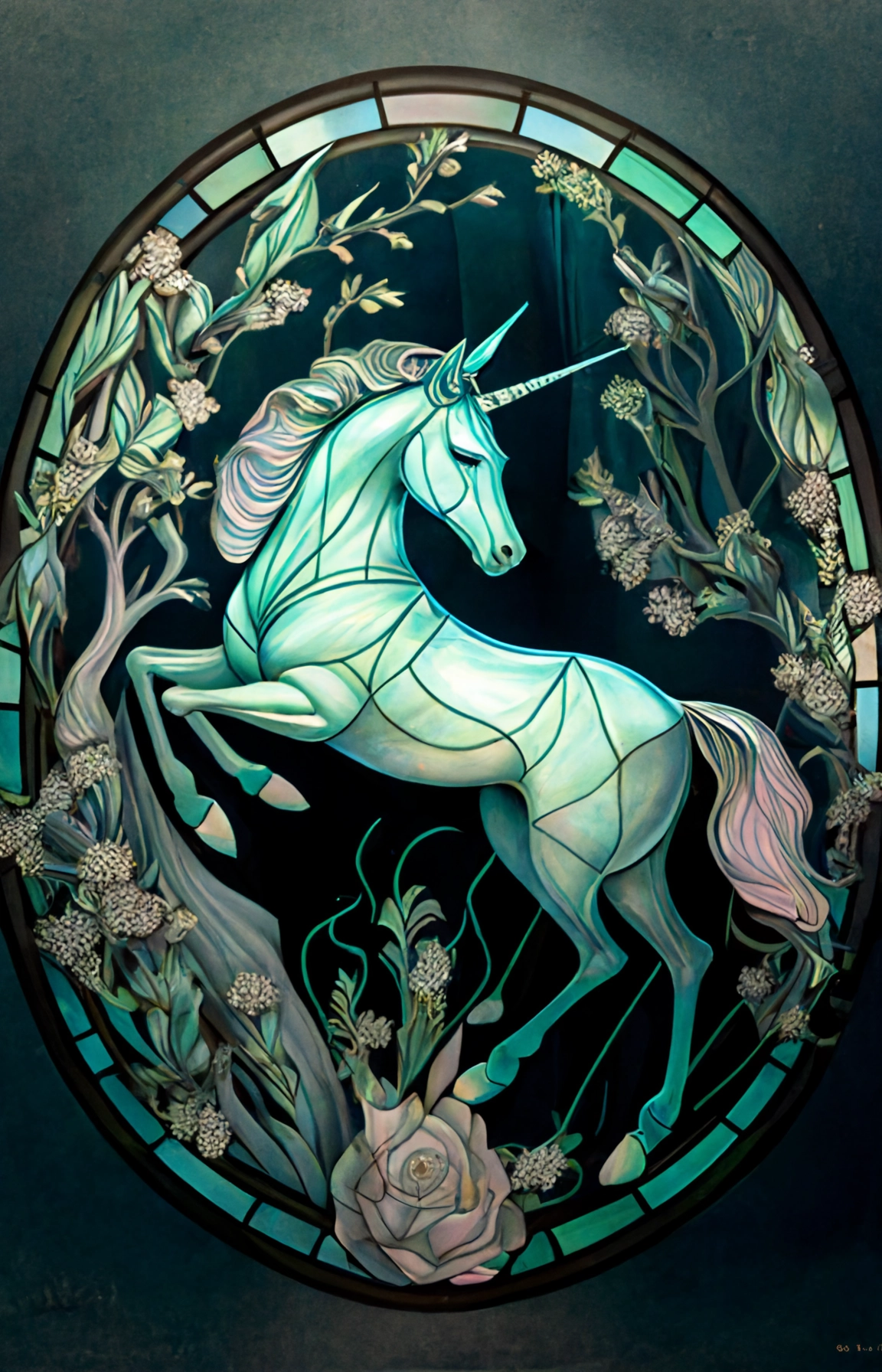 Stained Glass Unicorn & Bunny Art: Anka Zhuravleva & Bunny Yeager Style