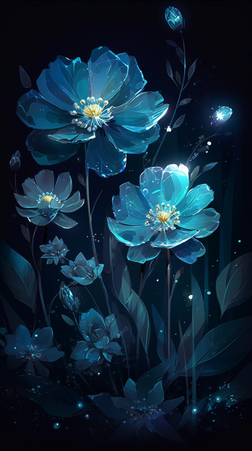 Starry Blue Flower Crystal Art: Detailed Yanjun Cheng Style