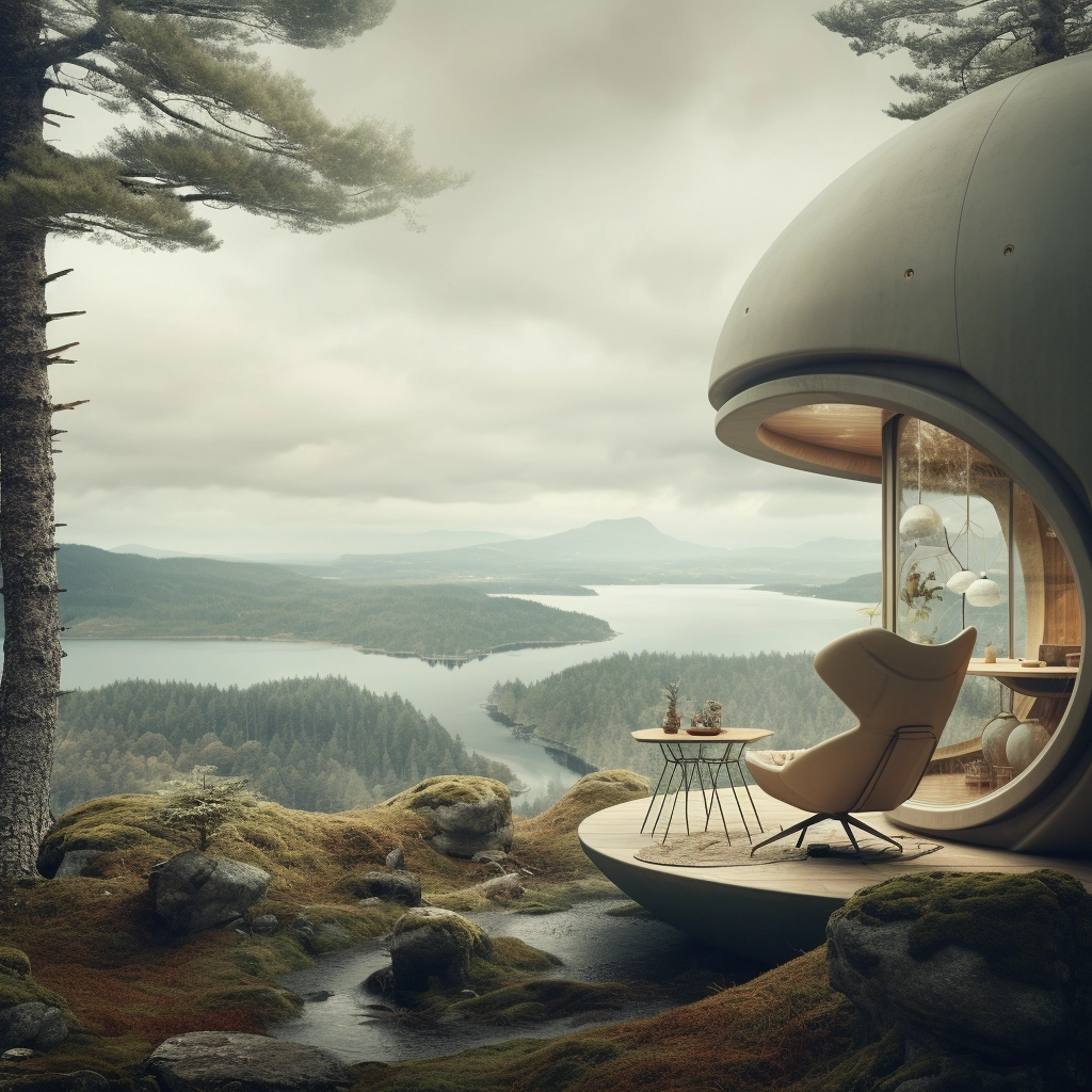 Organic House with Fjord View: Cozy Atmosphere & Futuristic Wood Architecture